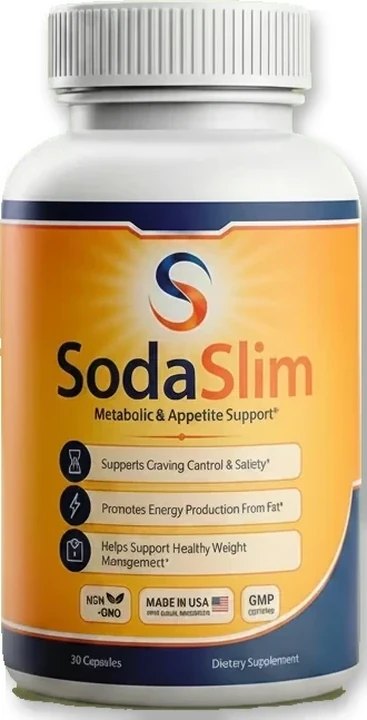 SodaSlim bottle of 30 capsules, front reading Metabolic and Appetite Support